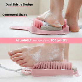 Efforest pink scrubber built-in pumice stone for dead skin removal