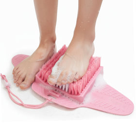 Efforest pink shower foot scrubber with pumice stone for smoothing feet
