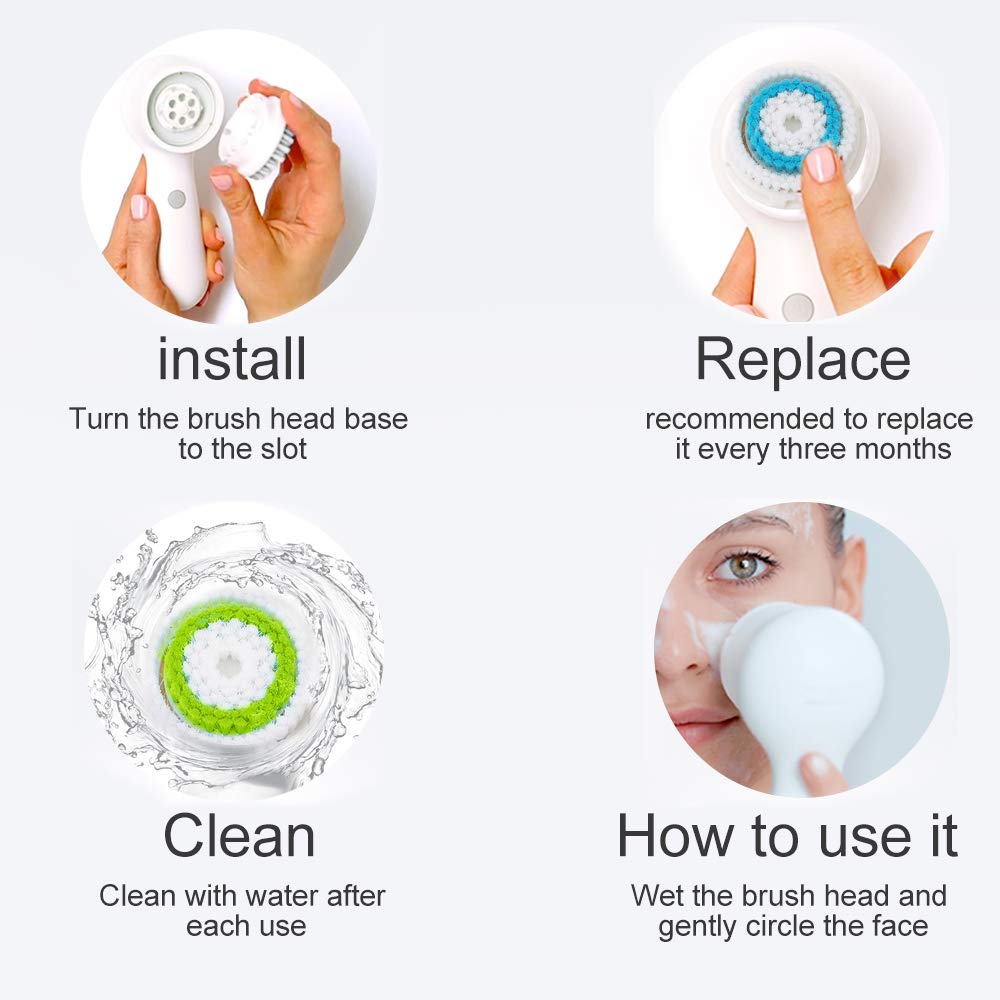 EFLY Black Sensitive Brush Head 4-pack for gentle exfoliation and clear pores