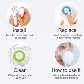 EFLY Black Sensitive Brush Head 4-pack for gentle exfoliation and clear pores