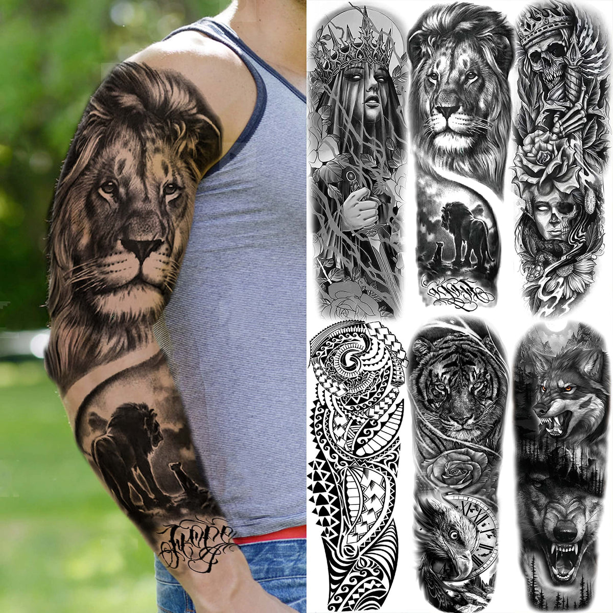 EGMBGM tiger tattoo sleeve shows bold lines for cosplay and parties