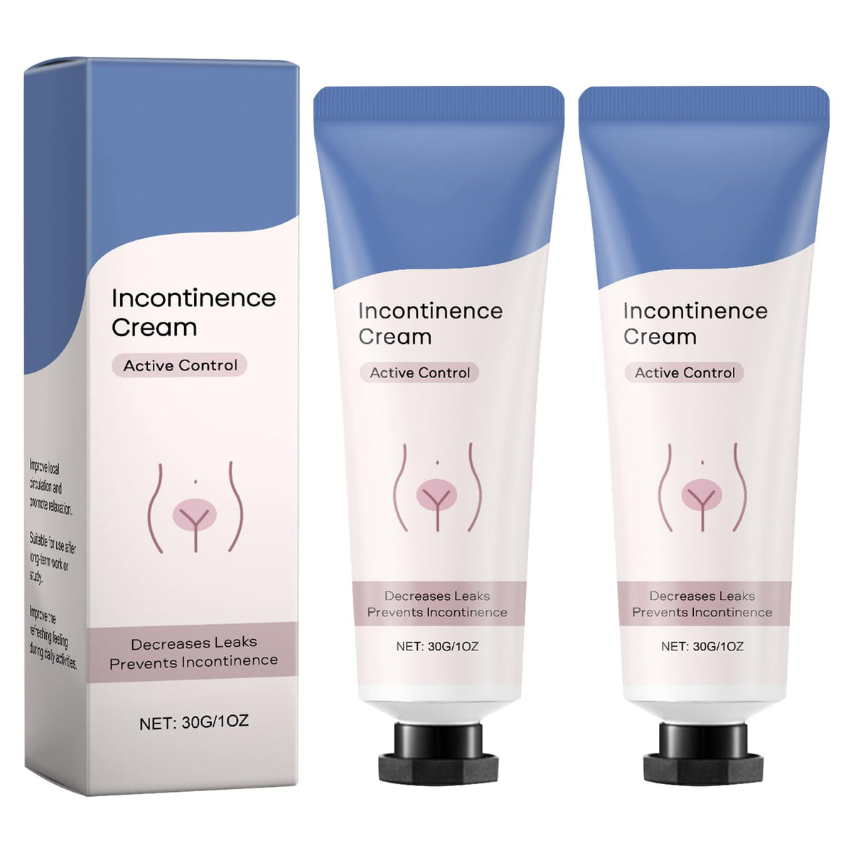 Egmsic incontinence cream for women bottle front, compact on-the-go packaging