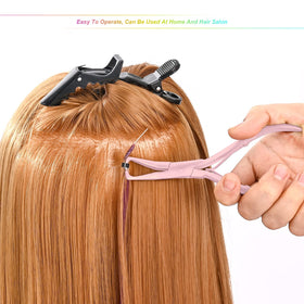 EHDIS pulling hook tool assists feather hair extensions with less effort and precision.