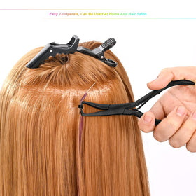 EHDIS pulling hook tool for feather or micro-link installation with metal handle grip.