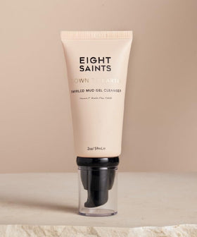 Eight Saints face wash with pink kaolin and French green clays removes makeup effectively.