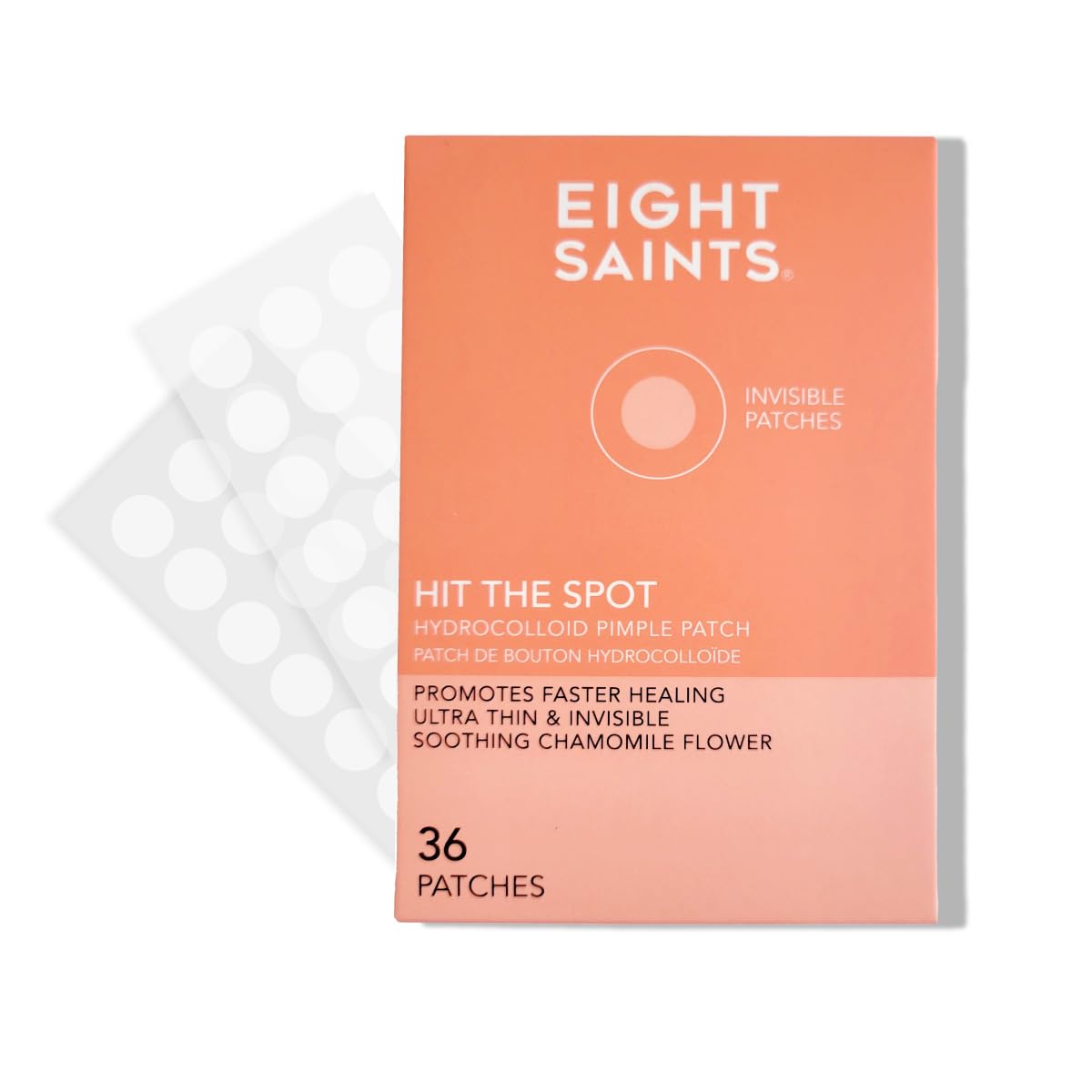 Eight Saints Hit the Spot patch on skin provides discreet acne care overnight.