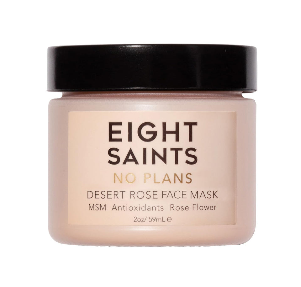 Eight Saints No Plans clay mask being applied to balance oil and refine pores.