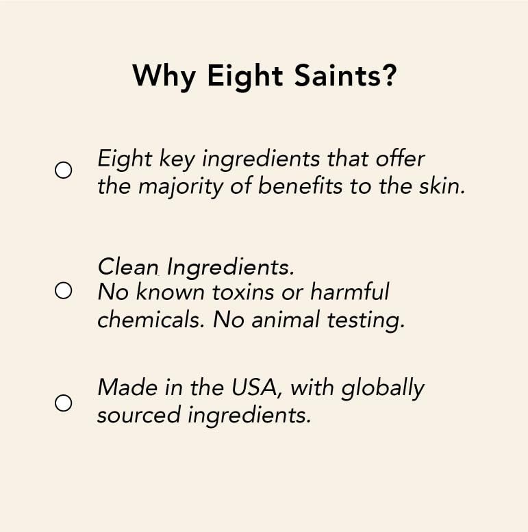 Ingredient close-up suggests balanced, refreshed skin with Eight Saints Quality Control Acne Face Wash.
