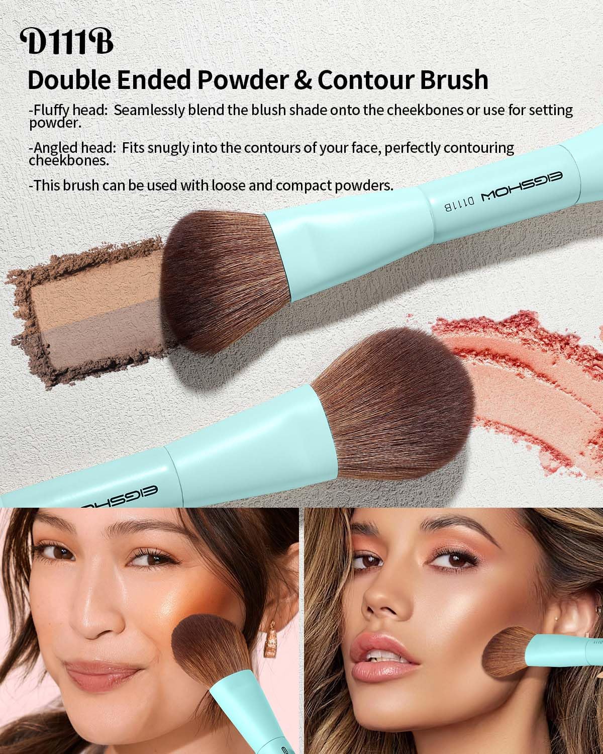 EIGSHOW powder brush dual ended soft bristles for seamless setting