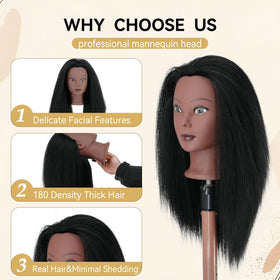 Eiohlnd mannequin head for braiding practice and detailed styling.