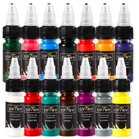 EIPTWH Tattoo Ink Set close-up on bottles for crisp outlines.
