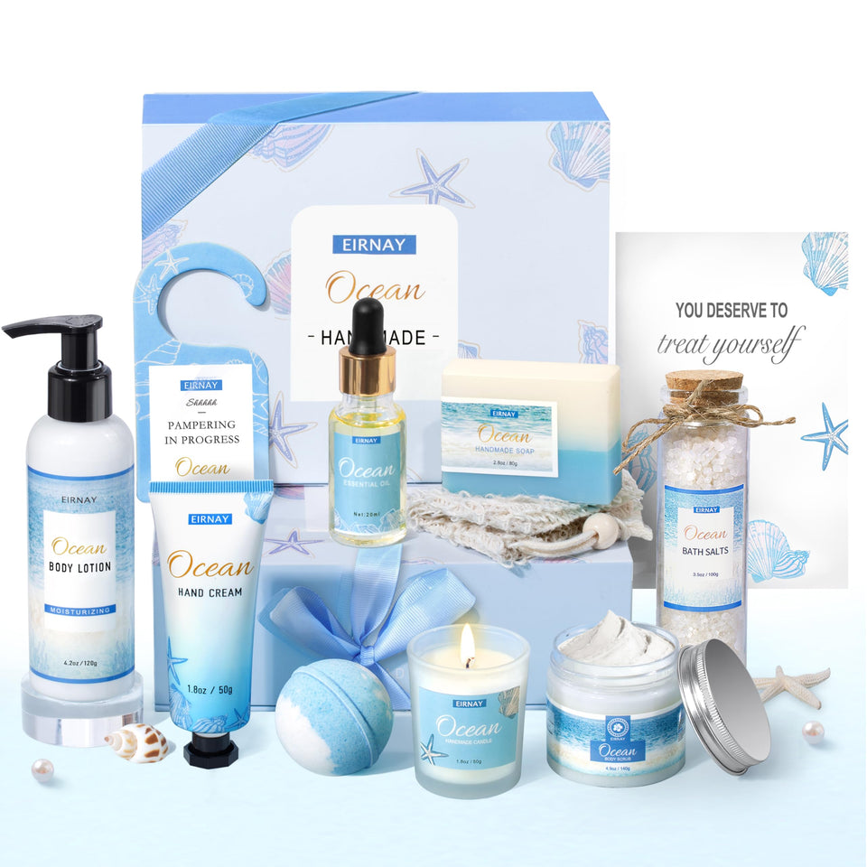 EIRNAY Mothers Day gift box opening reveals spa essentials for at-home pampering