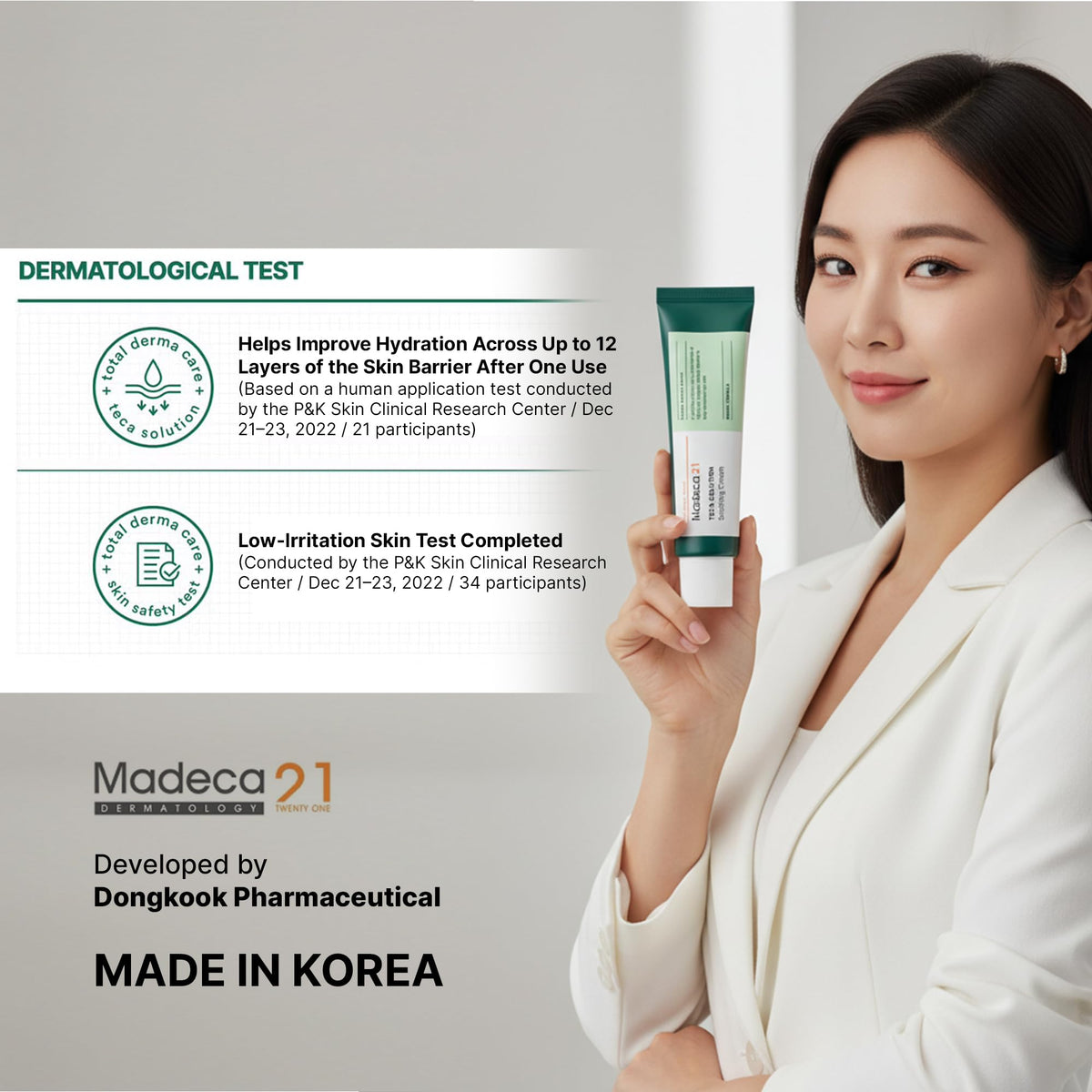 Ekais TECA cream packaging shown in a minimalist Korean skincare design.