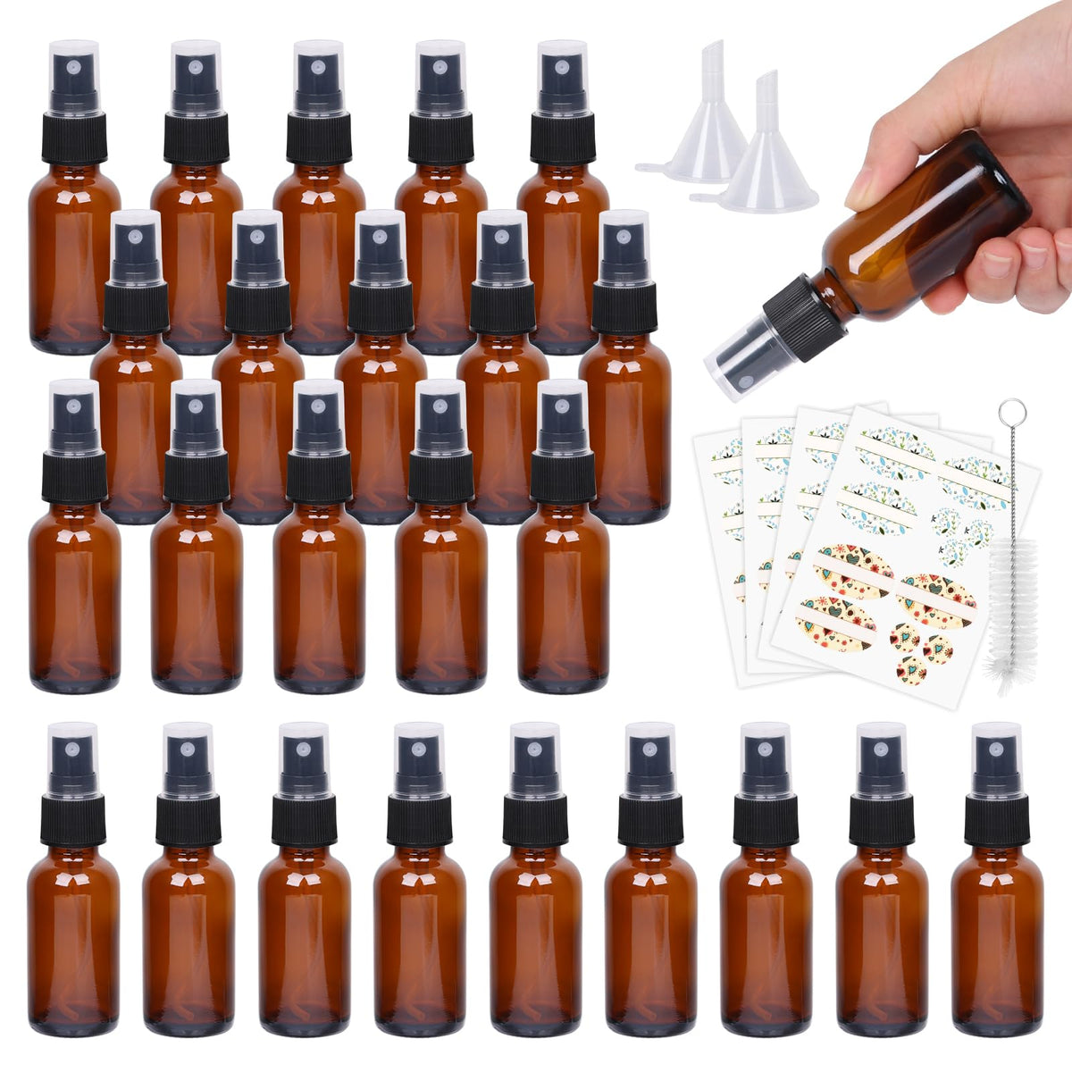 EkkoVla 1 oz amber bottle shows UV resistant glass for oils and perfumes