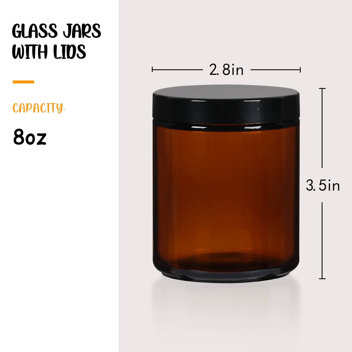 EkkoVla black lid on amber jar provides a secure airtight seal.