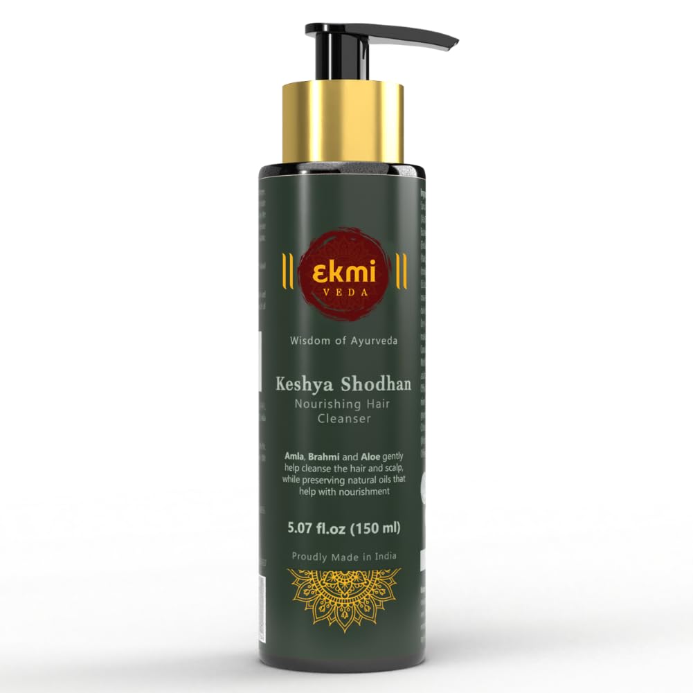 EKMIVEDA hair growth shampoo bottle showcasing a rosemary-infused formula for scalp nourishment.