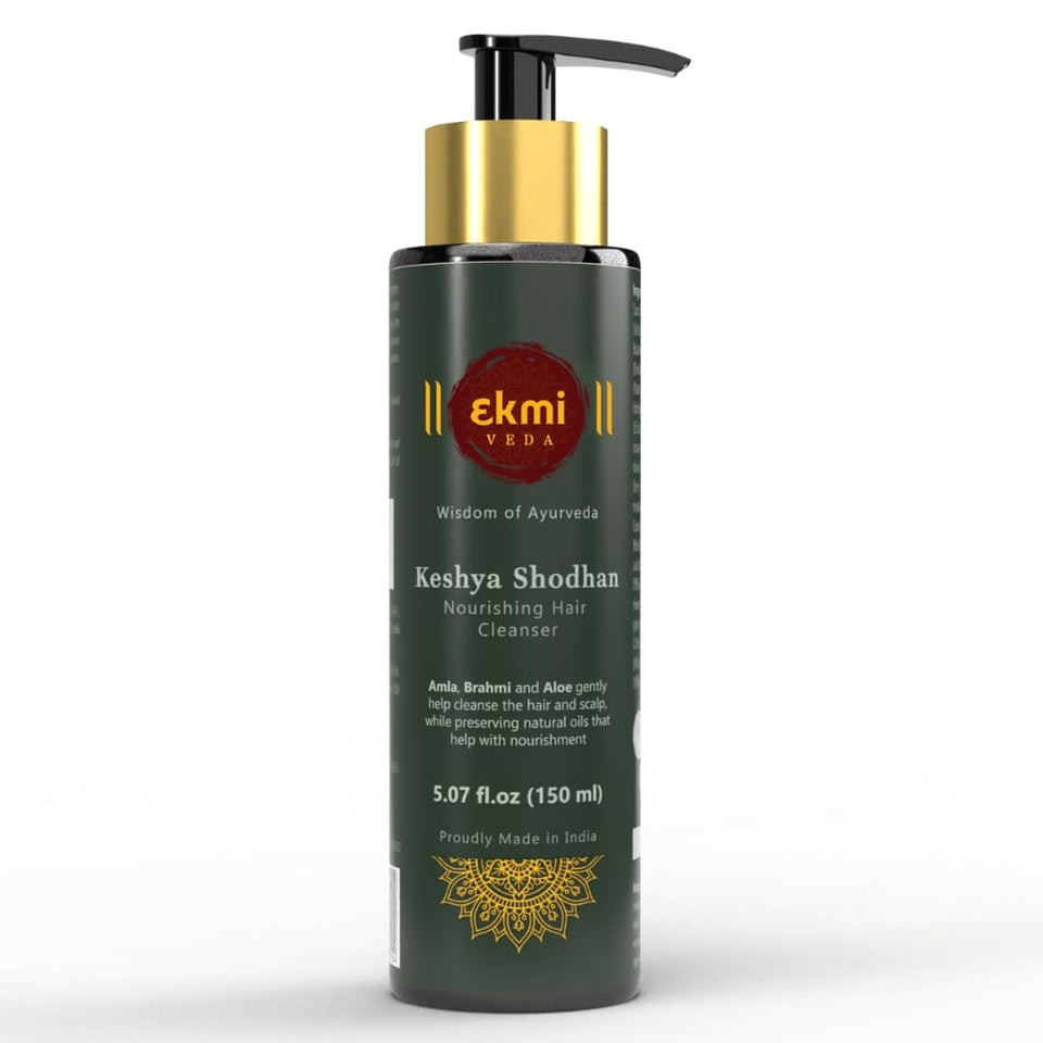 EKMIVEDA hair growth shampoo bottle showcasing a rosemary-infused formula for scalp nourishment.