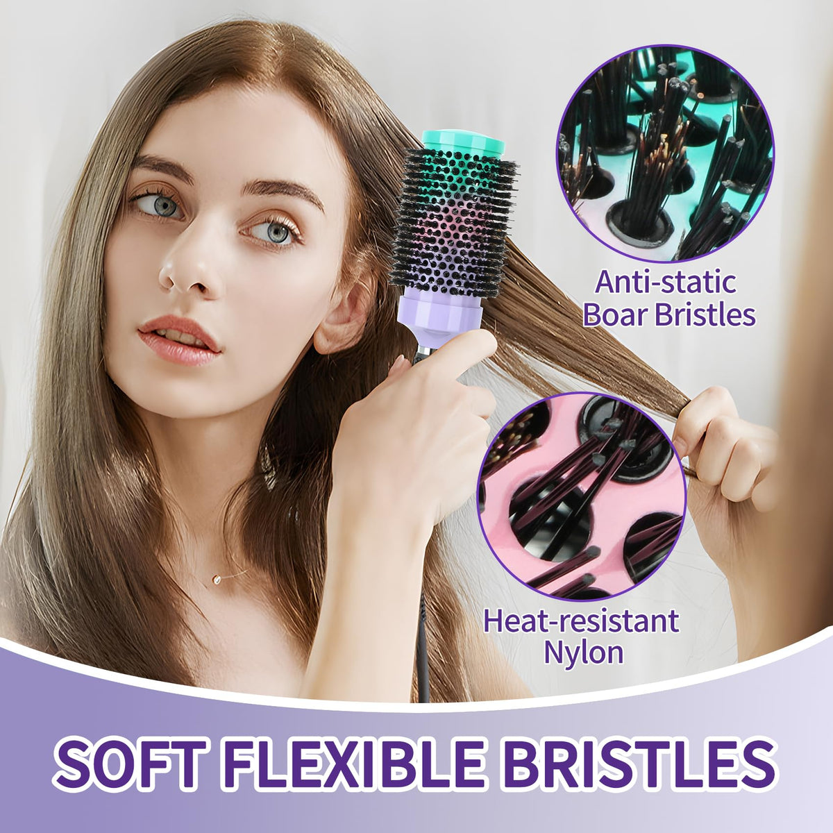 EKONAER round hair brush ideal for curling and adding volume with defined shapes.
