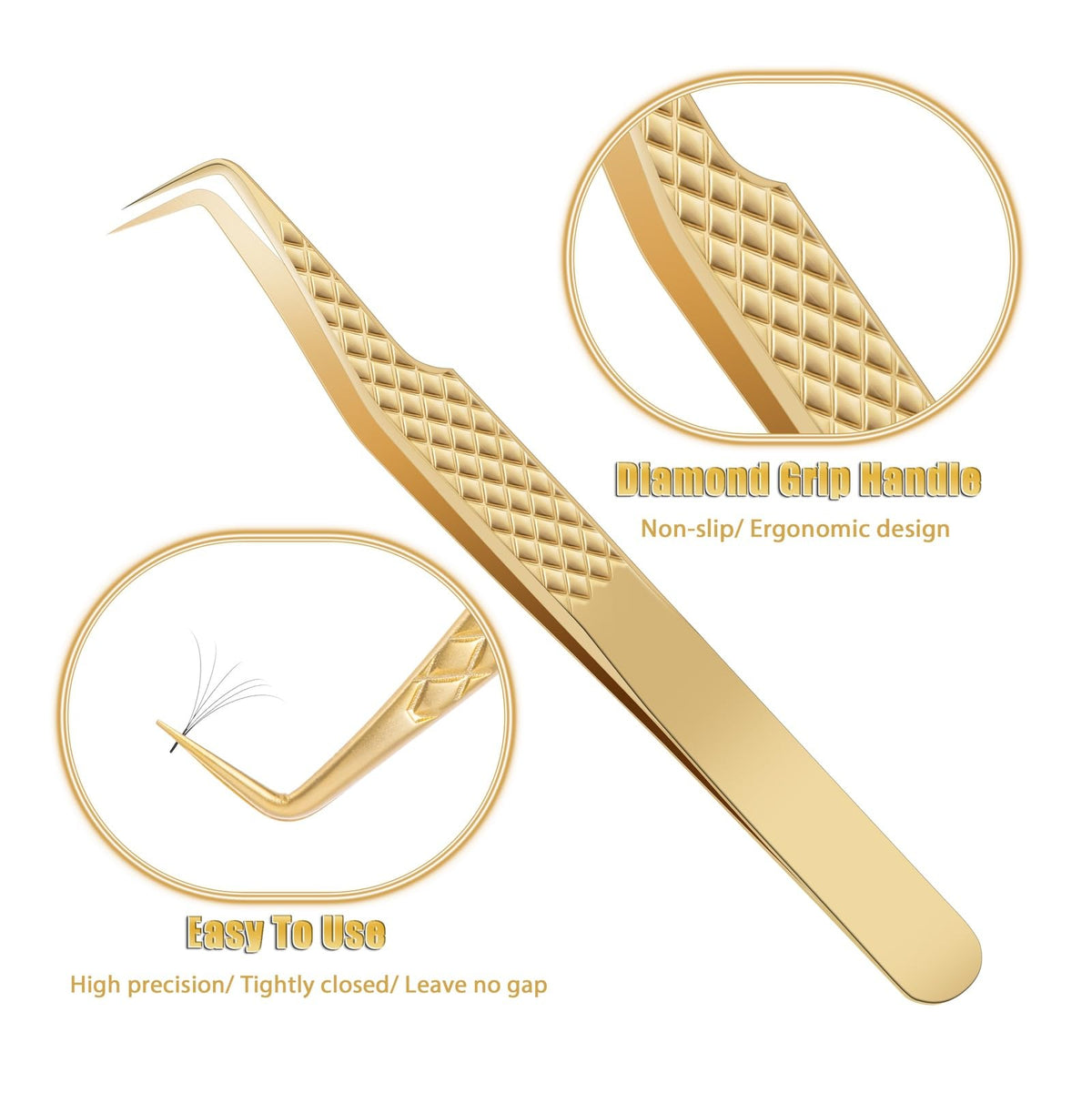 ekysso lash tweezers pink grip closeup showing comfortable handling.
