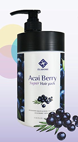 Elabore Acai Berry Super Hair Pack bottle delivers rich hydration for daily care.