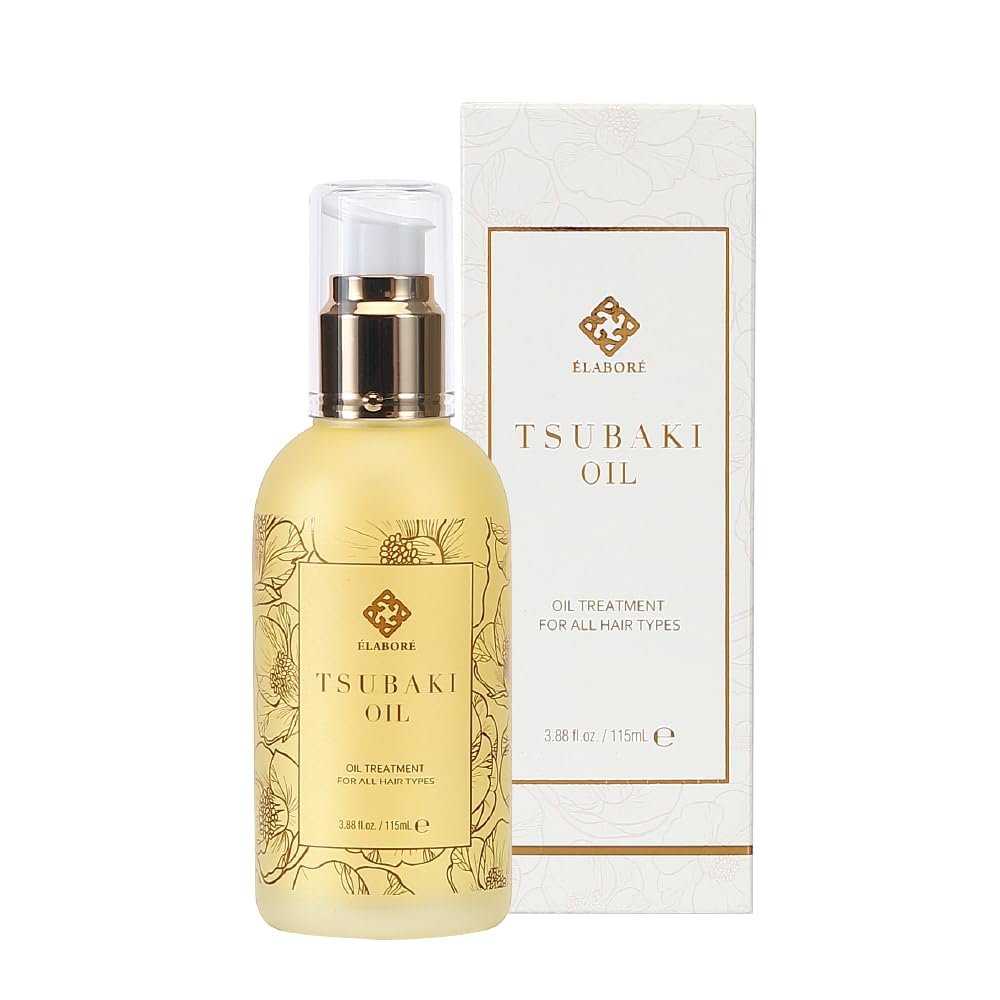 Elabore Tsubaki Oil bottle with Camellia oil for smoother hair.