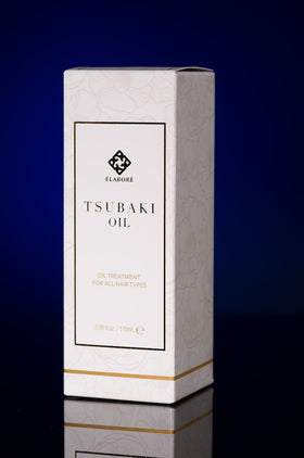 Elabore Tsubaki Oil applied to hair for a light silky finish.