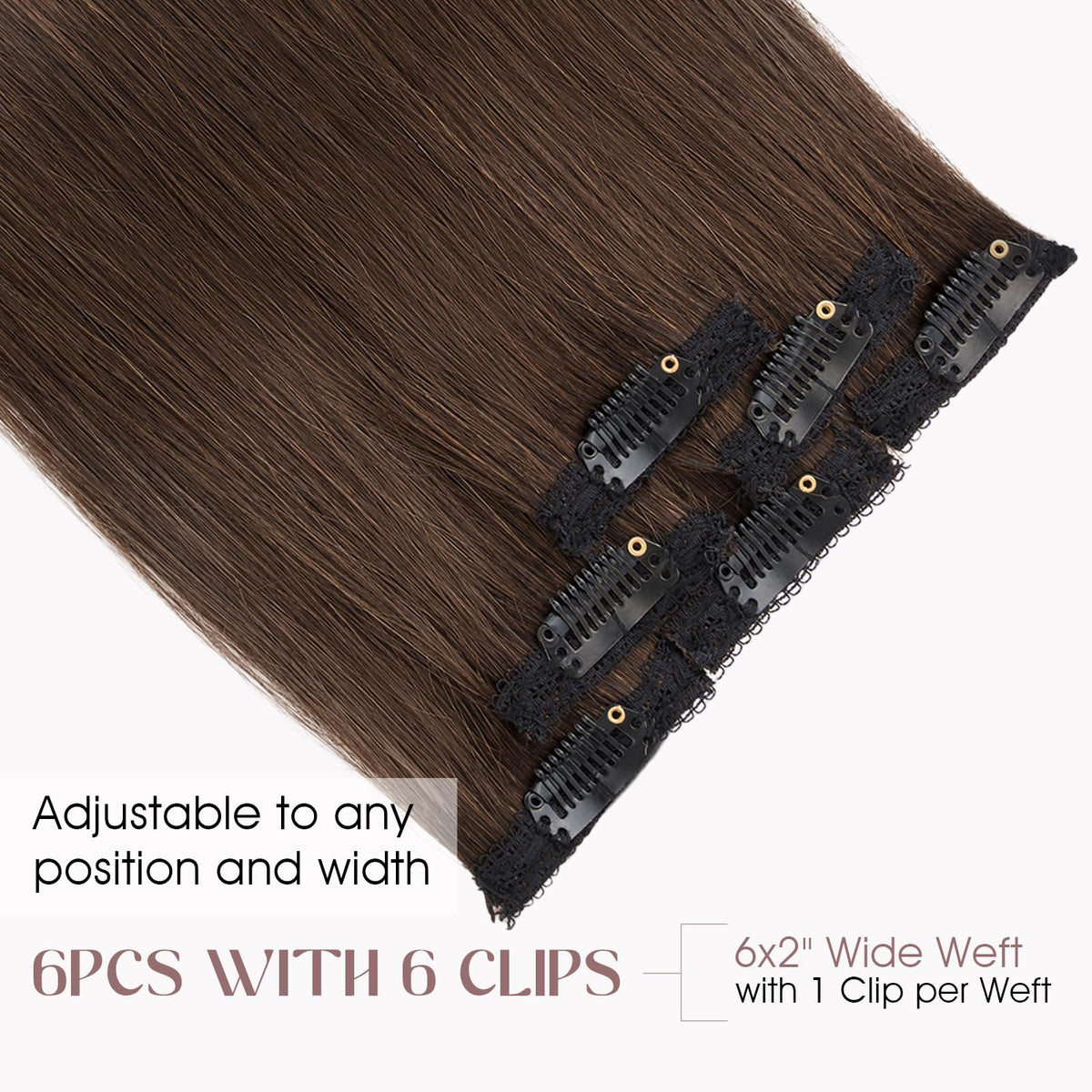 Elailite 10-inch dark brown clip-ins create effortless volume and natural texture