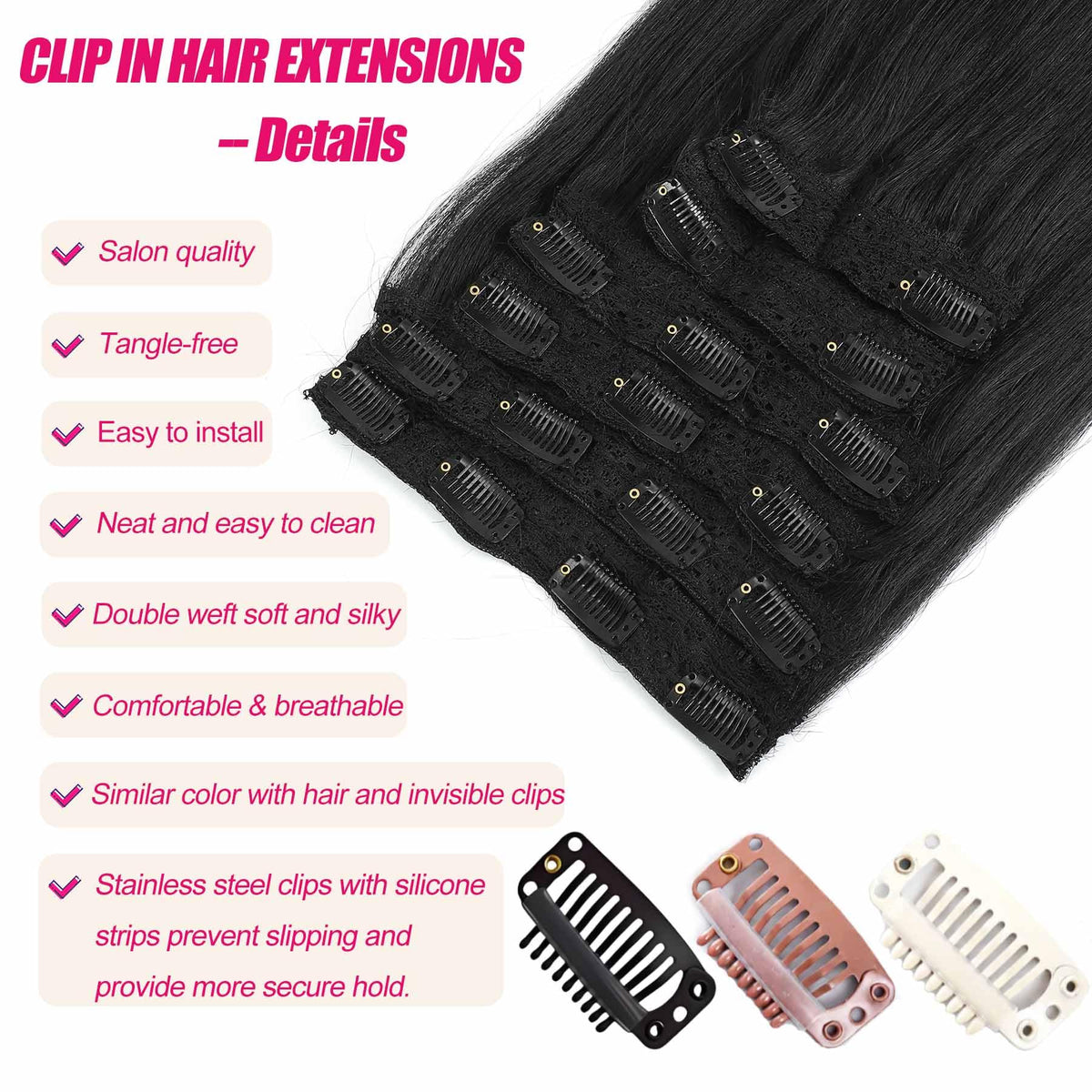 ELAOGI Yaki Straight double weft detail reduces tangling and adds fullness