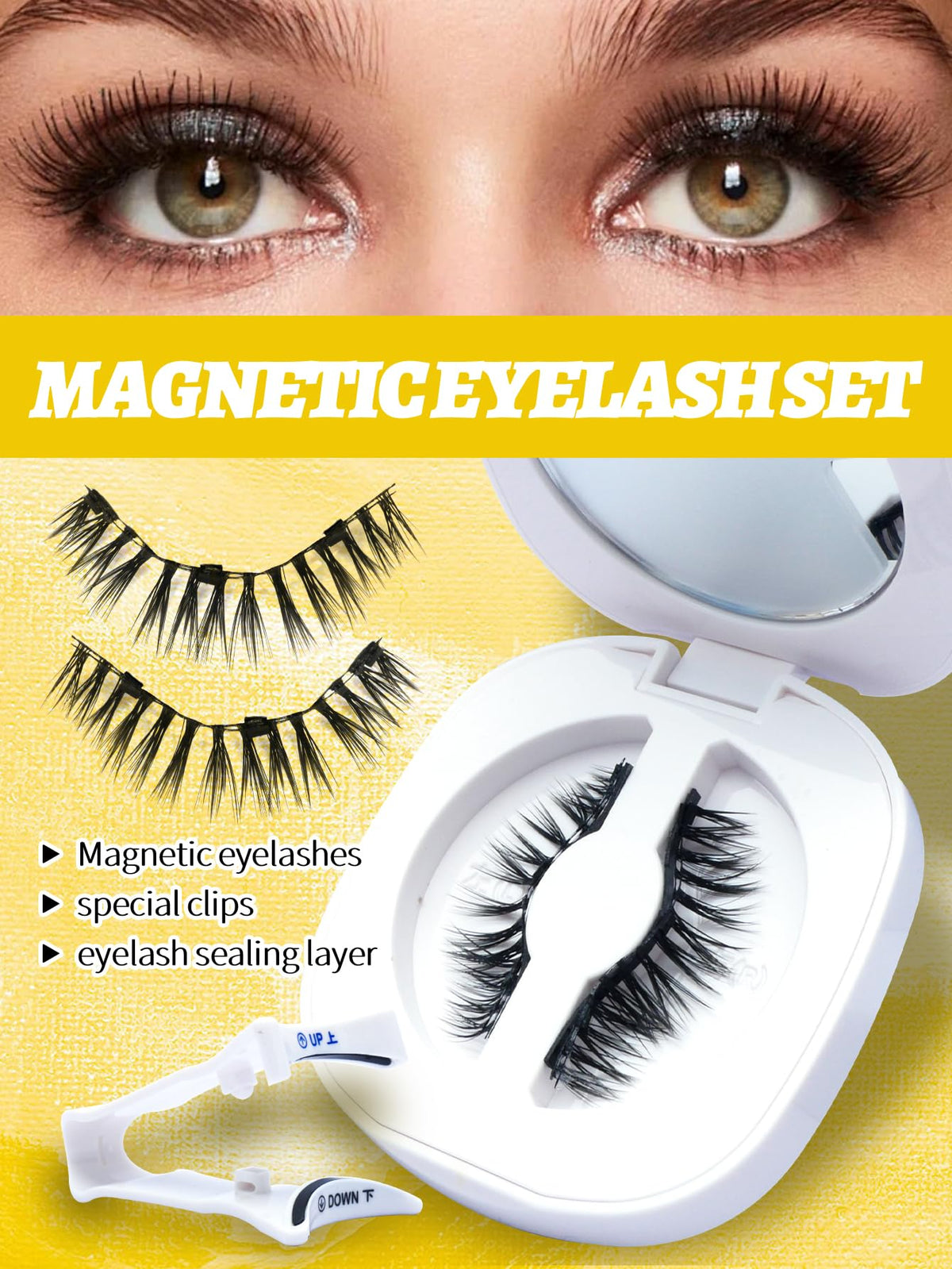 Elara Craft magnetic eyelashes on the eye show natural, lightweight look.