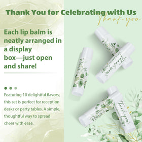 ElasignShopo lip balms on event table ready as guest appreciation gifts.