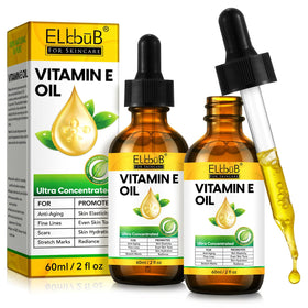 ELBBUB Premium Vitamin E Oil bottle close-up showing hydration-ready formula