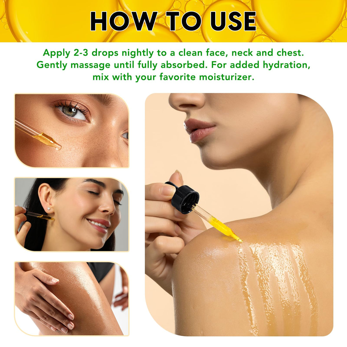 ELBBUB Vitamin E Oil on face and neck before bed for hydration