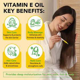 ELBBUB Premium Vitamin E Oil ingredients panel showing hexane-free and cruelty-free claim