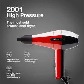 Elchim 2001 hair dryer side view highlighting lightweight ergonomic design