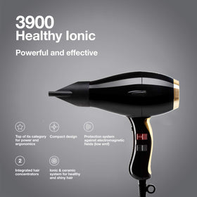 Elchim 3900 black and gold finish adds premium styling appeal.
