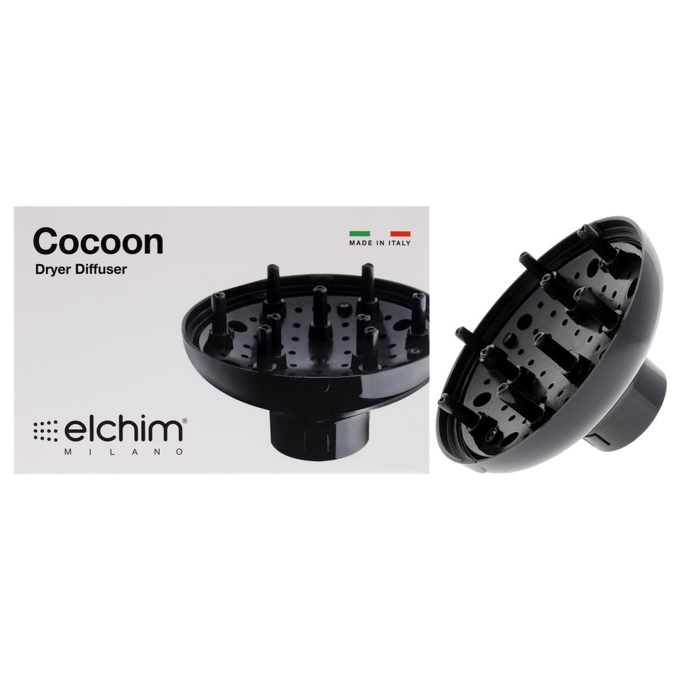 Elchim Cocoon 3900 diffuser close-up highlighting plush curls with even airflow.