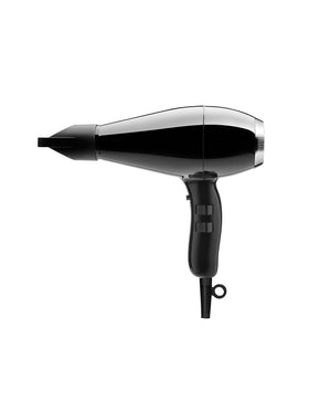 Elchim Milano ceramic hair dryer black front view for even heat and smooth results.