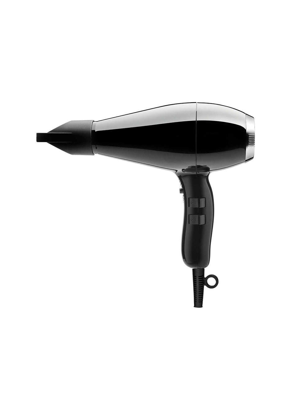Elchim Milano ceramic hair dryer black front view for even heat and smooth results.