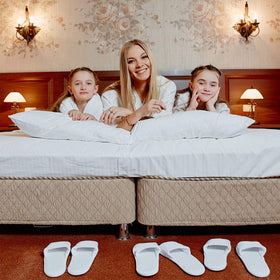 Elcoho bathroom-safe slippers help guests move confidently around.