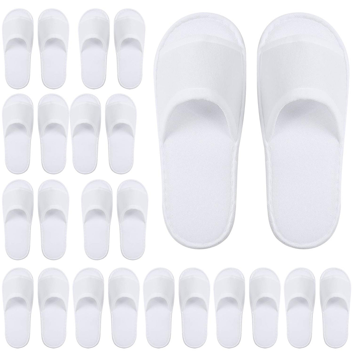 Elcoho open-toe spa slippers in white for guests, comfortable fit.