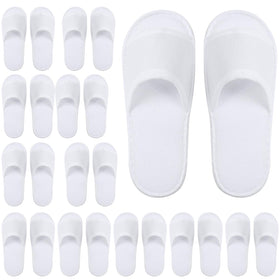 Elcoho open-toe spa slippers in white for guests, comfortable fit.