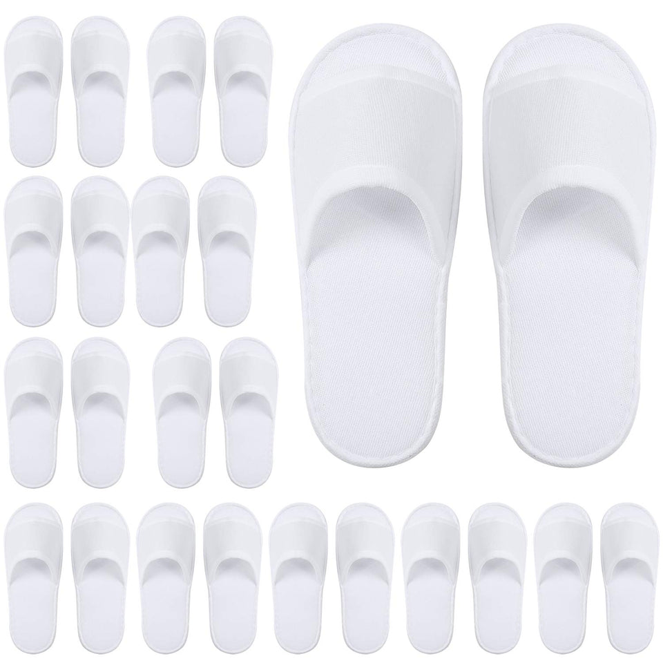 Elcoho open-toe spa slippers in white for guests, comfortable fit.