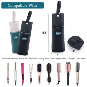 ELCUPA portable hair tool bag with open-top pocket supports longer irons for quick storage.