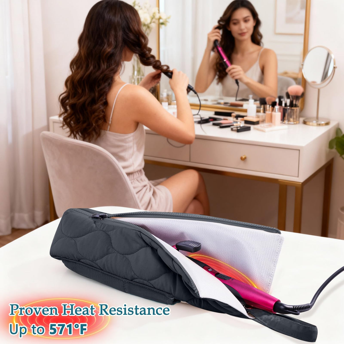 ELCUPA two-pocket set supports cords and small accessories for organized bathroom storage.