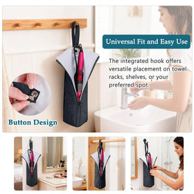 ELCUPA two-pocket design prevents tangles by keeping cords separate from hot tools.