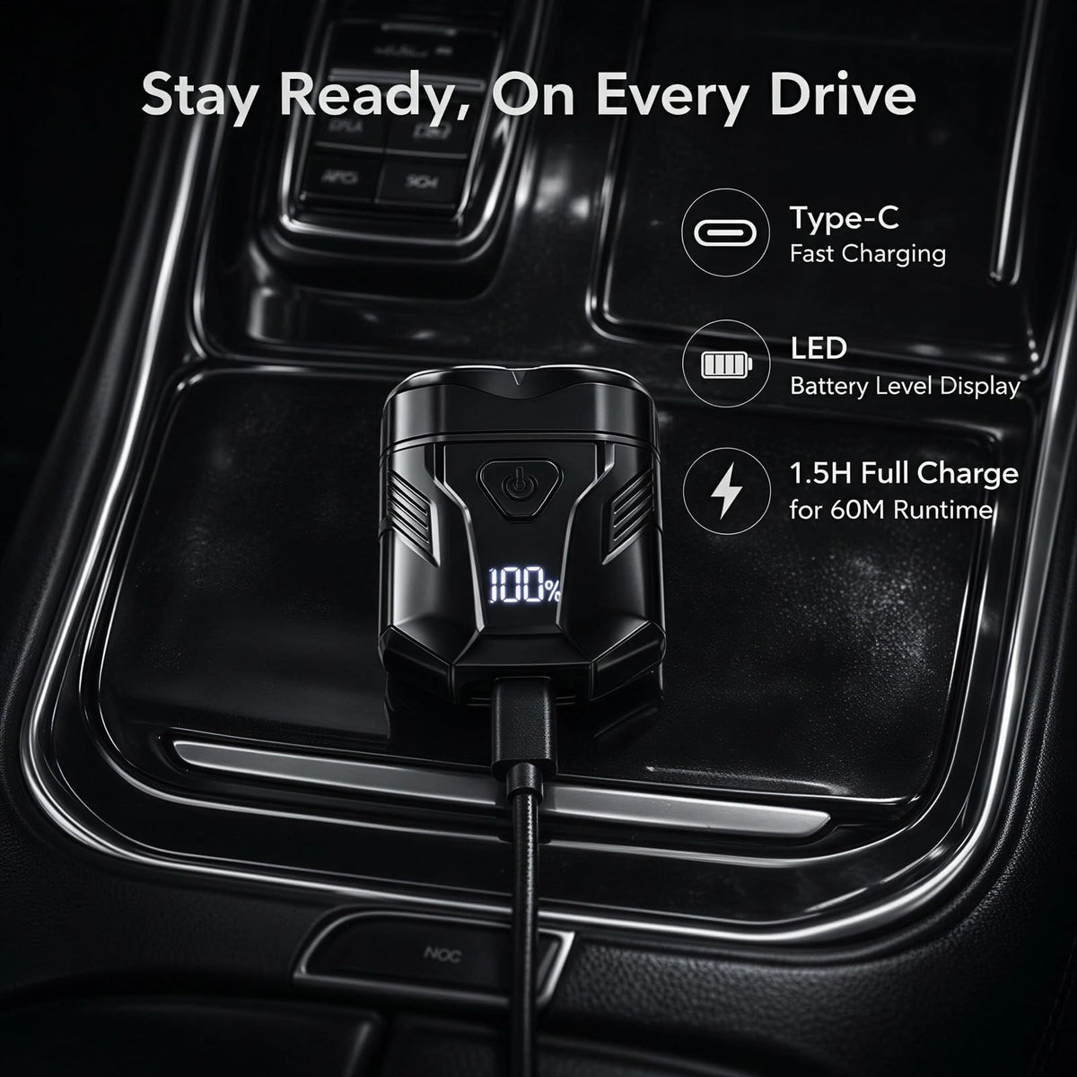 ElectaKey shaver with clear display helps plan grooming time and charging