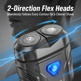 ElectaKey shaver with swiveling heads demonstrating contour-following design for efficient shaving