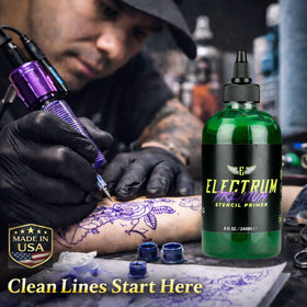 Carbon and hand-drawn stencils work smoothly with this primer.
