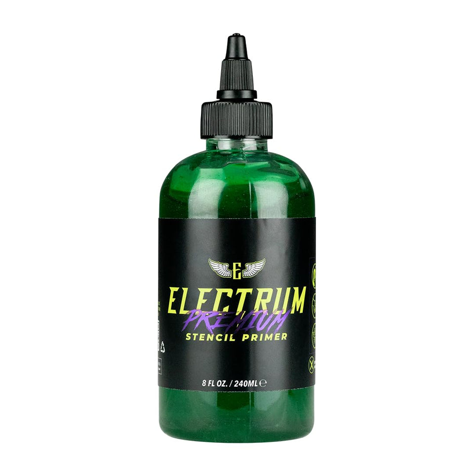 Electrum tattoo stencil gel 8 oz bottle ready for precise transfers.