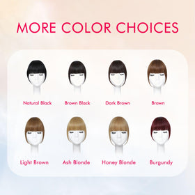 ELEFOCUS clip-in bangs in real human hair with natural shine.